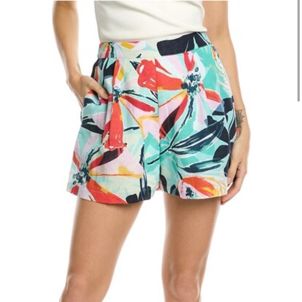 WALTER BAKER Taylor Floral Tropical Leaf Print Shorts Pink Green Medium M